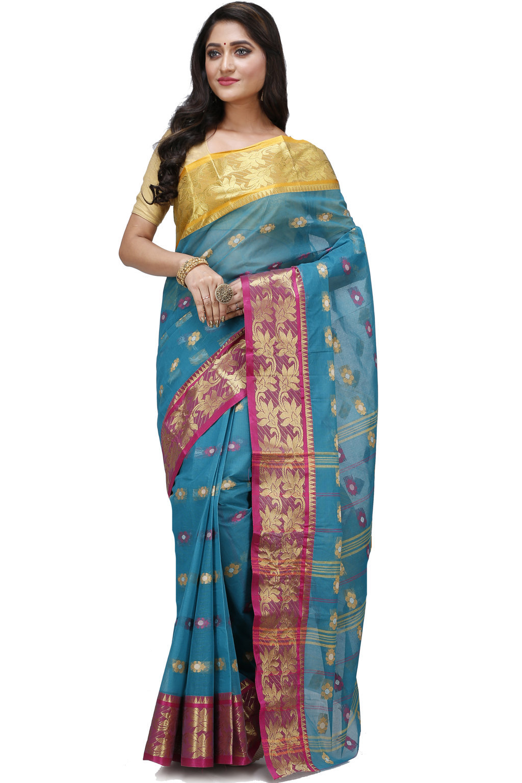 Green Pure Cotton Dui_Has Tant Saree (871)